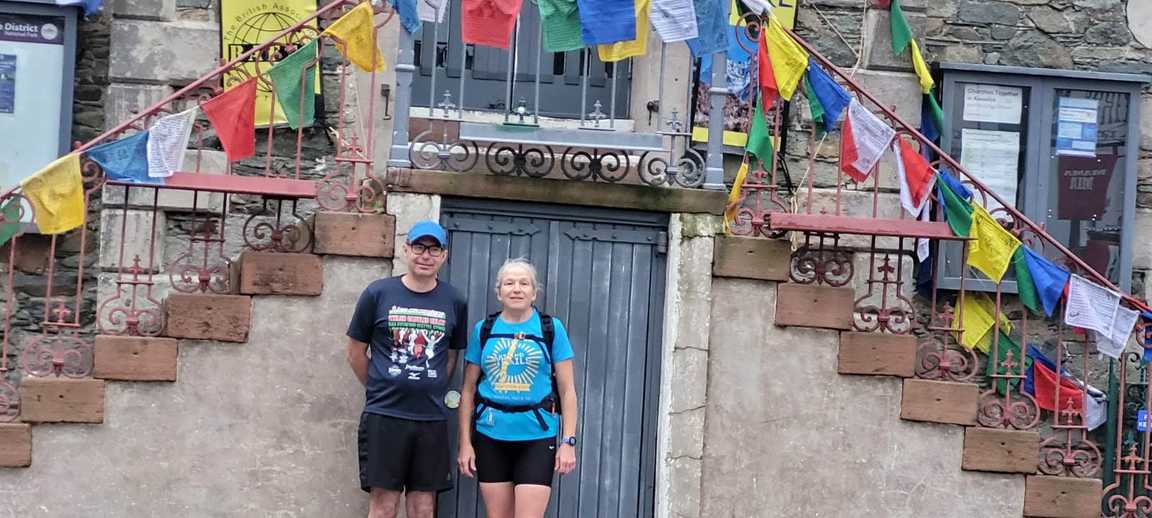 Steph and Dave outside Moot Hall at the start
