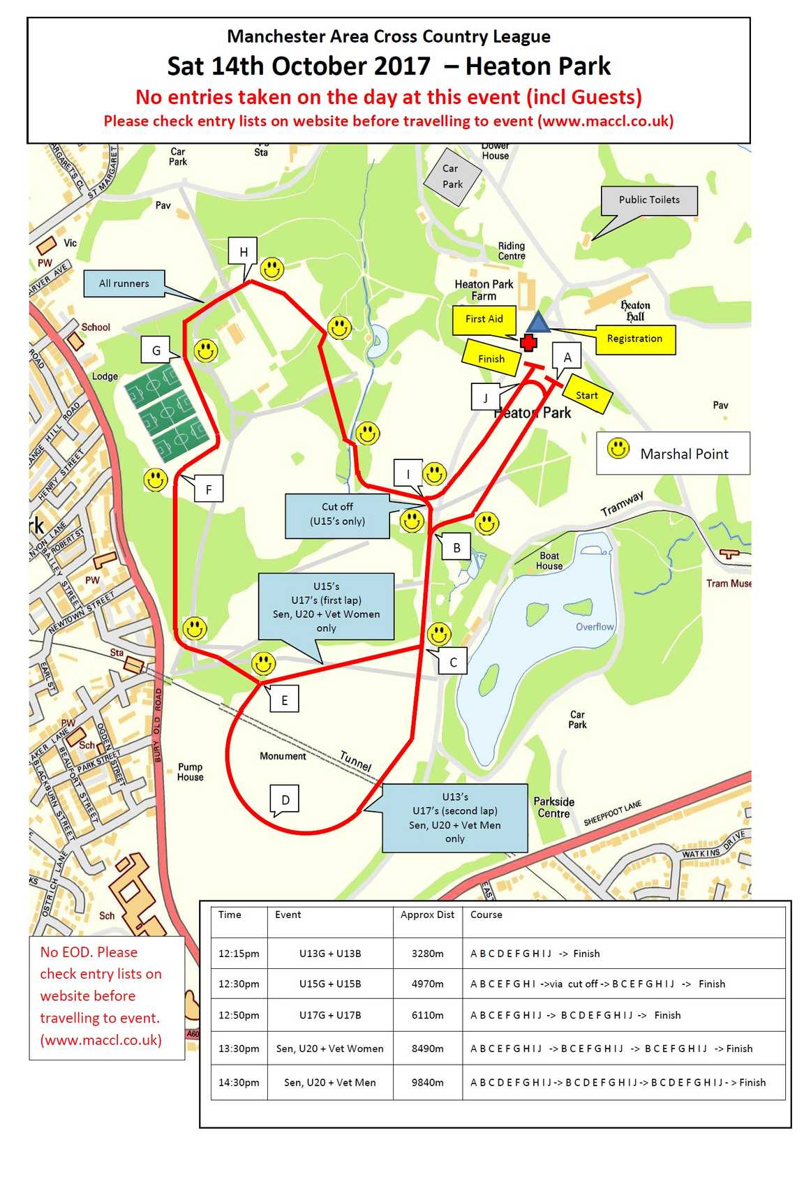 Course map for Manchester Area Cross Country League Heaton Park fixture
